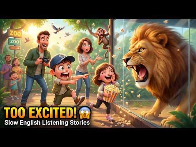 Kids Got TOO Excited at the Zoo! 🐯Slow English Listening Story SDDEFAULT Thumbnail