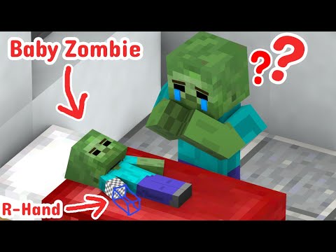 Oh No! Baby Zombie Has Lost His Right Arm - Minecraft Animation