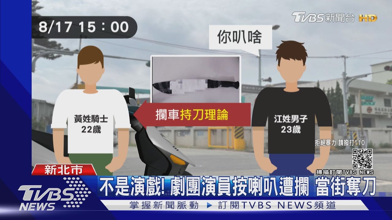 不是演戲!劇團演員按喇叭遭攔 當街奪刀邊壓制邊報警