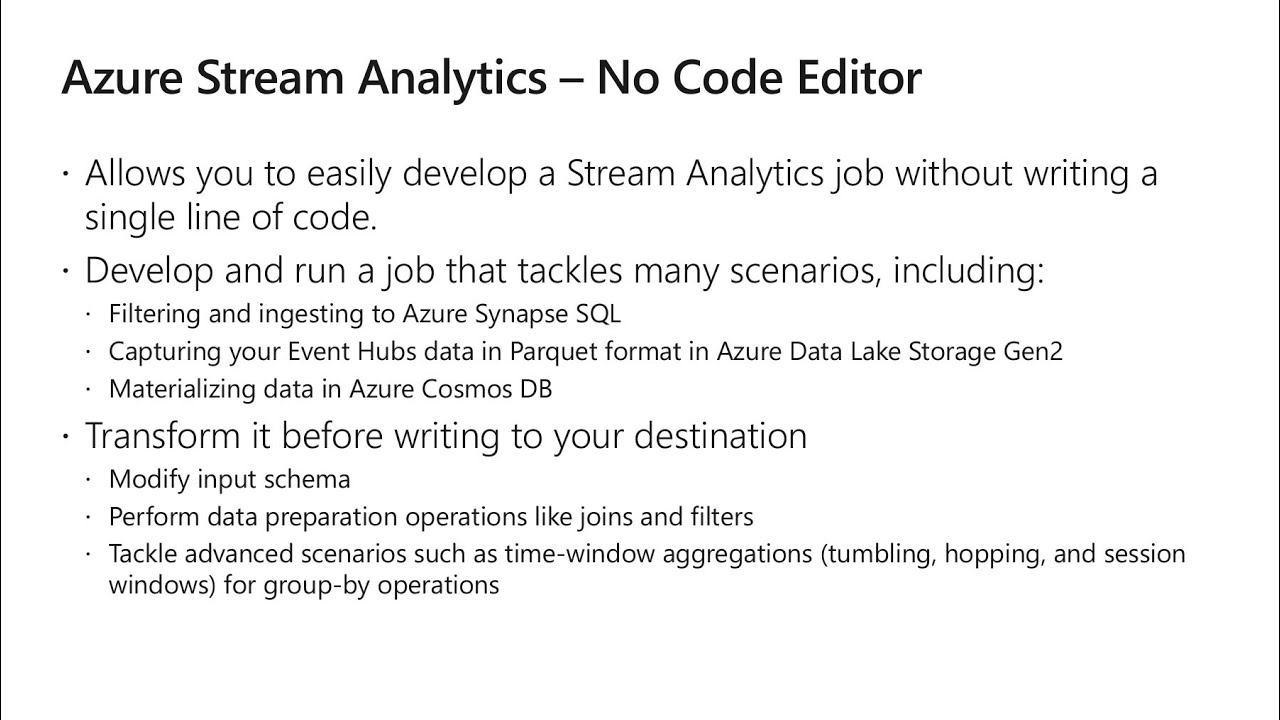No code editor for stream processing using Azure Stream Analytics (Preview)