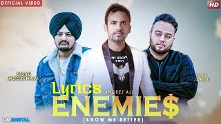 Enemies (Lyrics) Angrej Ali | Sidhu Moose Wala | Deep Jandu | Latest Punjabi Songs 2018 |
