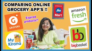 COMPARING ONLINE GROCERY App's | JIOMART, AMAZON FRESH, MY KIRANA, ETC | Grocery Shopping