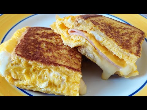 Solo 5 minutos!  Sandwich de Huevo y Queso en la Sartén, receta de mamá #sandwich #recetasfáciles
