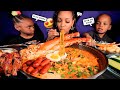 CHEESY 2X SPICY KING CRAB BULDAK CARBONARA SPICY NOODLES MUKBANG QUEEN BEAST With BABY ELIJAH