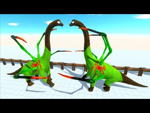 GREEN SPIDERMAN BRACHIOSAURUS DEATH RUN - Animal Revolt Battle Simulator