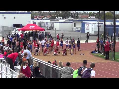 FSB 100m Heat 2 vs Fountain Valley 4-22-15 - Los Alamitos Boys