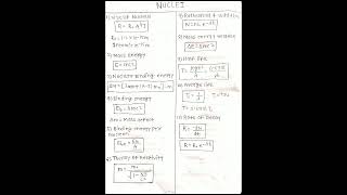 NUCLEI CLASS 12 PHYSICS FORMULA NOTES🔯🔯