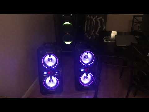 JBL PartyBox 100 and 2 Altec Lansing Xpedition 8s Light Show