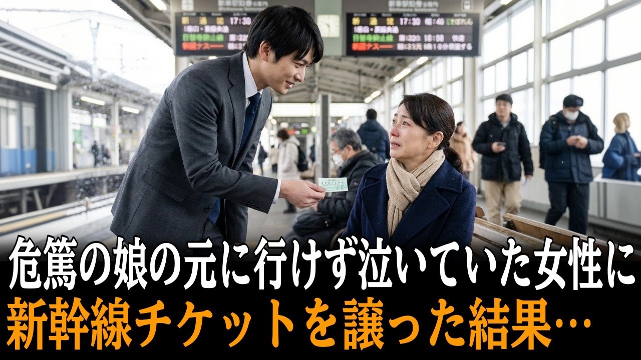 「娘が意識不明なんです」危篤の娘の元に行けず泣き崩れた女性に新幹線チケットを譲った青年→10年後、開業した弁当屋が廃業寸前になると黒塗りの高級車が現れて…【感動する話】