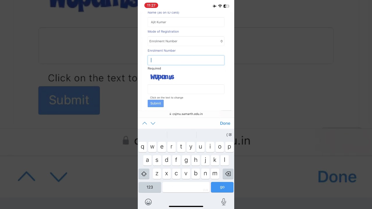 Registration process of 5th and 3rd semester students at CSJM University Samarth Portal