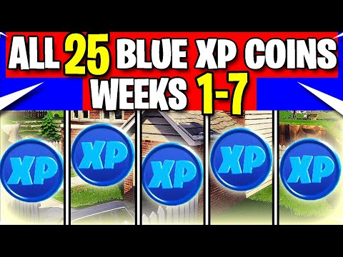 All 25 Fortnite XP Coins Locations Blue Week 1 - 7 Chapter 2 Season 3
