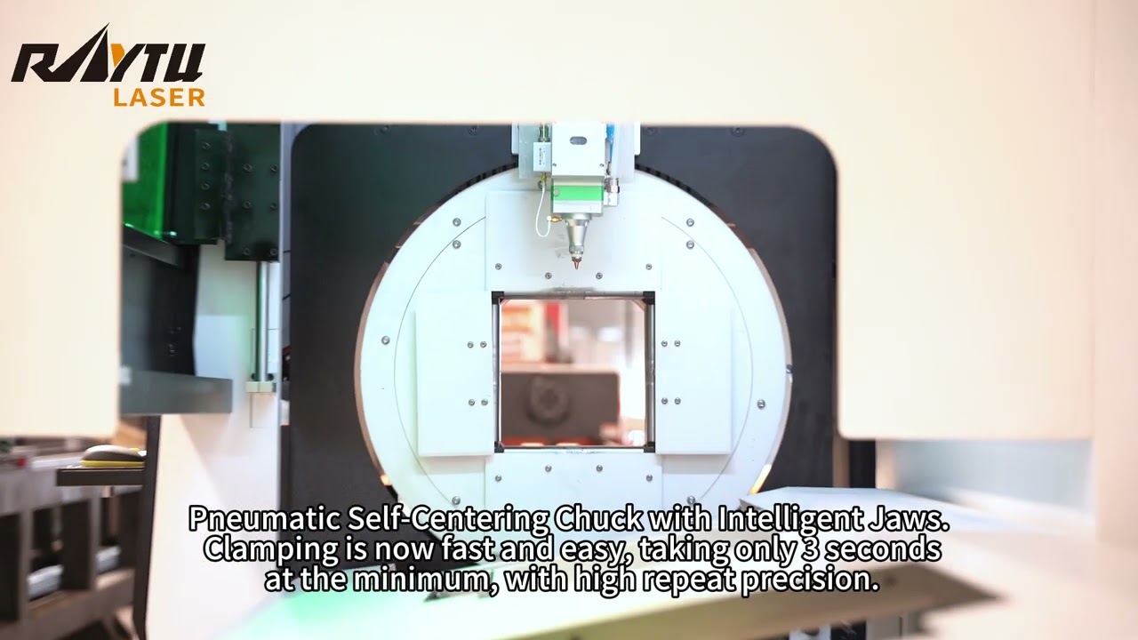 Raytu tube laser cutting machine cutting display.