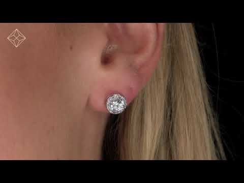 0.69ct Aqua Marine and Diamond Halo Stellato Earrings in 9K White Gold - H4643