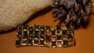 Смотреть онлайн Плетение из бисера: широкий элегантный браслет