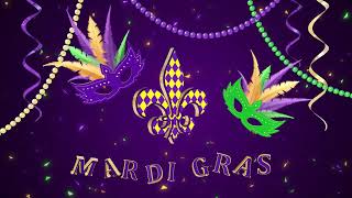 2 Hour | Mardi Gras Background Video in Green and Purple with Music