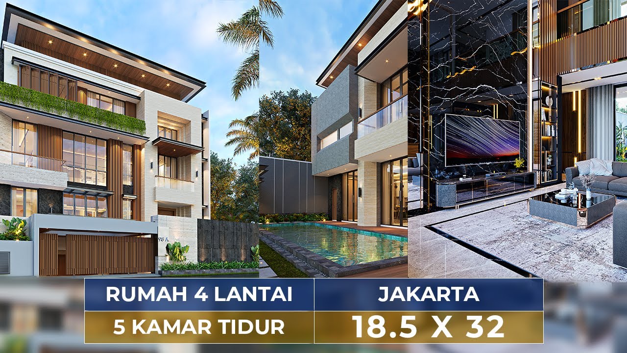 Video 3D Desain Rumah Modern 4 Lantai Mrs. Natasha 1418 - Jakarta