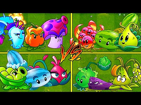 Random 4 Team Plants PULT Battles - Who Will Win? - PvZ2 Team Plants vs Team Plants