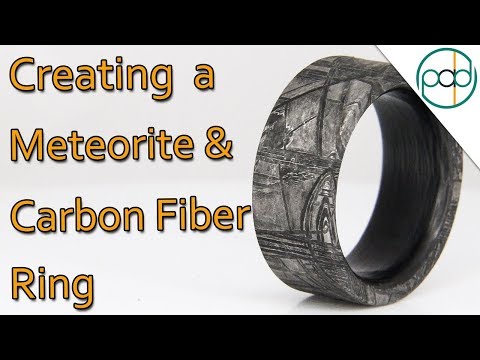 Making A Meteorite and Carbon Fiber Ring on a Lathe