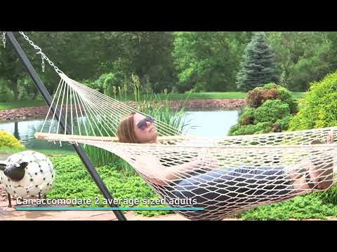Ultimate Patio Classic Double Rope Hammock w/ 15-Foot Steel Beam Stand