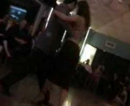  Roxana Suarez  and  Sebastian Achaval  are  dancing  to  the  tango  "  Carton Junao  "