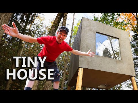 Man Goes Off The Grid And Builds A Tiny House Cube On Stilts In The Middle Of A Forest