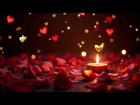 "Valentine Ambience: Cozy Red Rose Petals and Flickering Candles for Valentine's Day 💝"