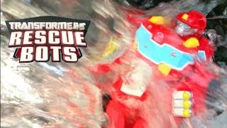 Transformers Rescue Bots: &quot;Waterfall Disaster&quot; | Transformers Rescue Bot Toys, High Tide Rescue Rig