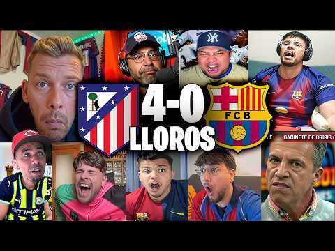 Barcelona fans' reactions and tears after Atlético's 4-0 victory over Barcelona in the Copa del R...