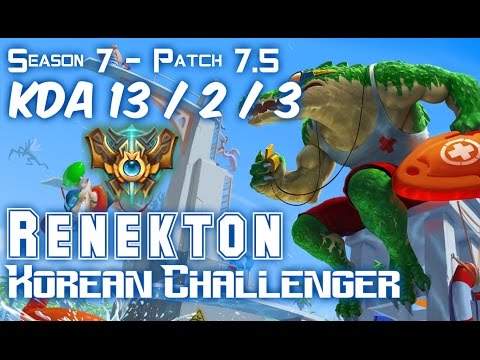RENEKTON KOREAN CHALLENGER vs GANGPLANK Top - Patch 7.5 KR Ranked