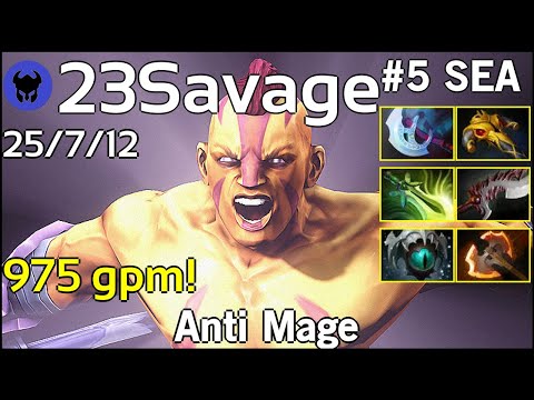 975 gpm! 23Savage plays Anti Mage!!! Dota 2 7.21