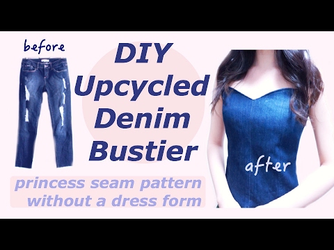 Refashion DIY Old Jeans to Bustier / Sewing Tutorialㅣmadebyaya