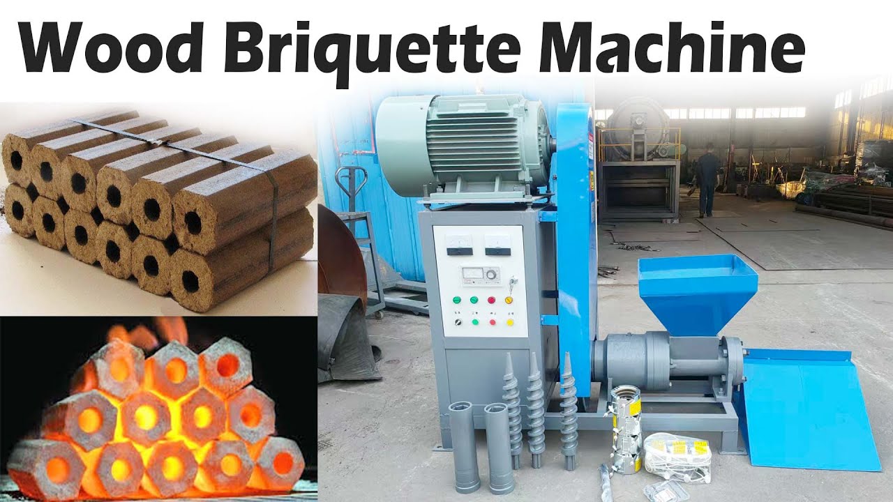 Sawdust & rice husk briquette machine | Biomass briquette making process | Wood briquetting machine