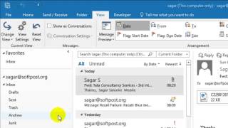 How to sort mails by sender in Outlook