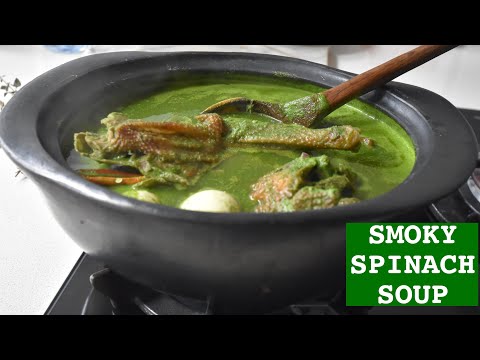 Smoked GUINEA FOWL & Spinach Light Soup/Pepper Soup /EbunuEbunu /Ndudu