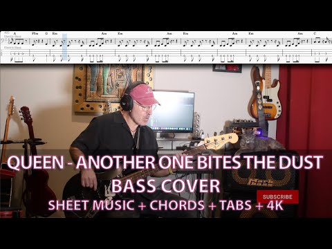 Queen - Another One Bites The Dust - Bass Cover with Tabs - 4K