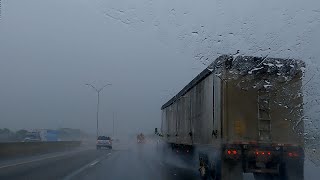 SLEEP Instantly Driving in Rain for Sleeping &quot;Real Footage&quot; Heavy Rain Noise On Highway Rain sounds