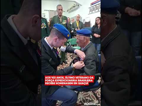 Aos 103 anos, último veterano da Força Expedicionária Brasileira recebe homenagem em Guaçuí