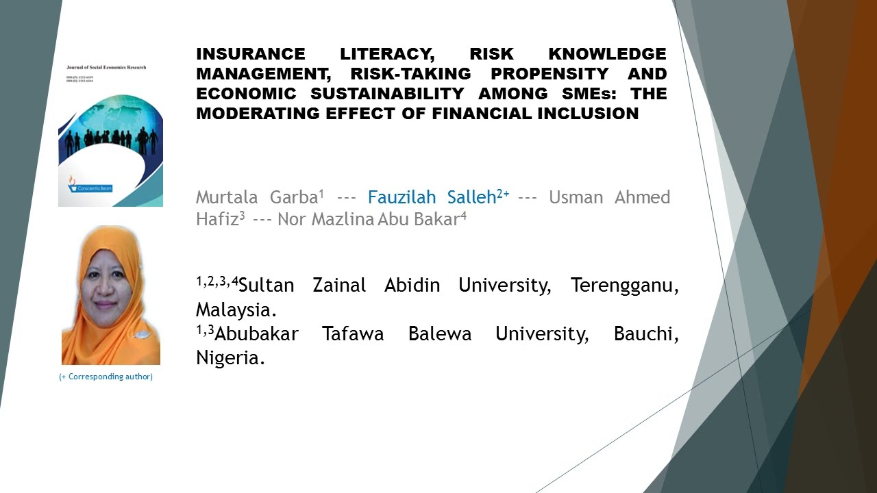 Insurance Literacy, Risk Knowledge Management, Risk Taking Propensity and Economic Sustainability am