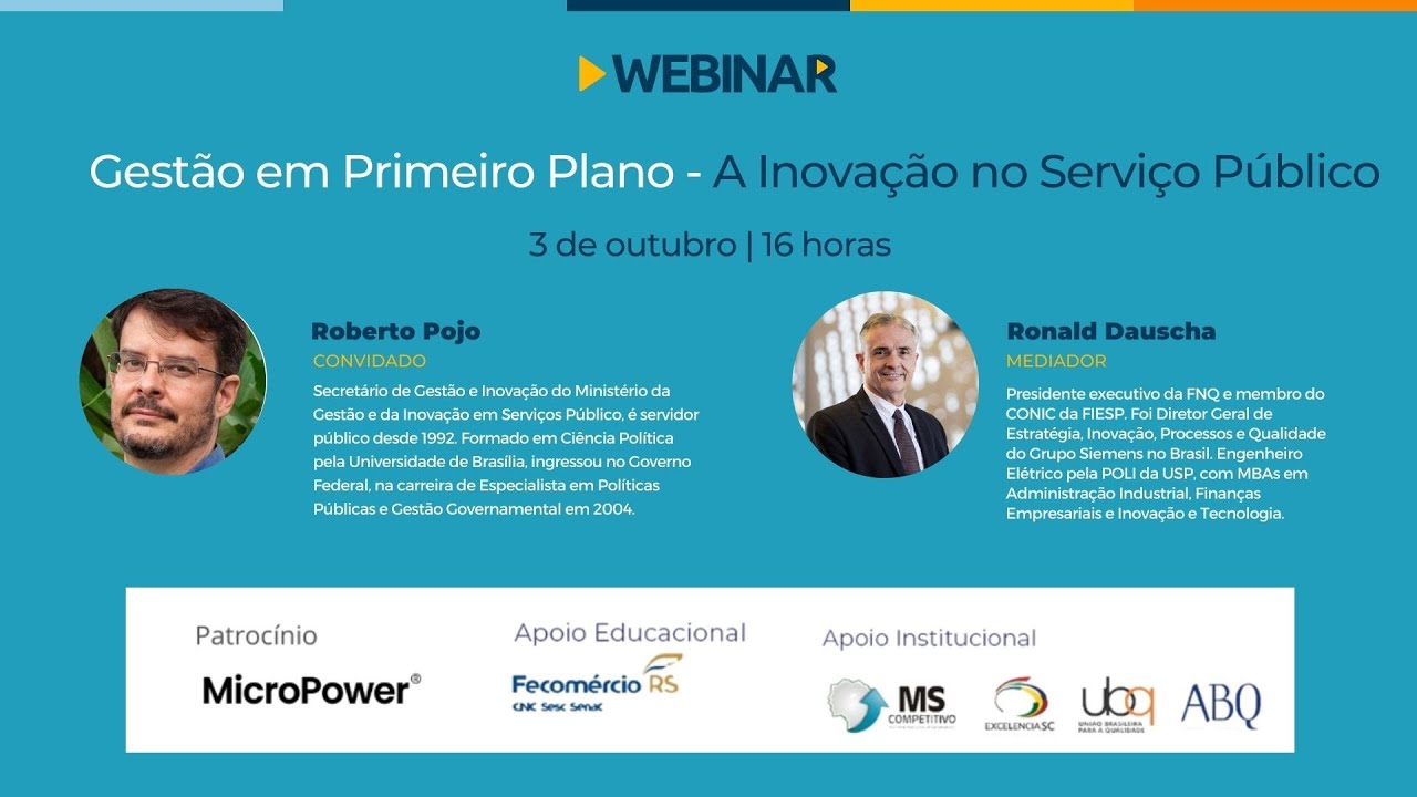 Webinar "Gestão em Primeiro Plano - A Inovação no Serviço Público"