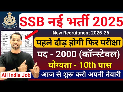 SSB Constable New Vacancy 2025 | SSB Rally Recruitment 2025 | SSB New Vacancy 2025 | 10th Pass Jobs