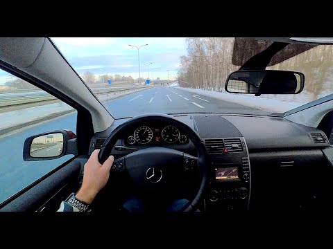 2010 Mercedes-Benz  A160 W169 1.5 95 HP - Snow winter POV Test Drive, sound, and acceleration