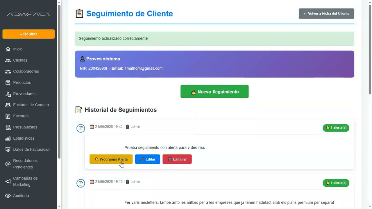 Datos de facturación ADWFact