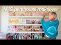 organizing + decorating my makeup room *satisfying* | NYC PENTHOUSE GLOW UP ep.5