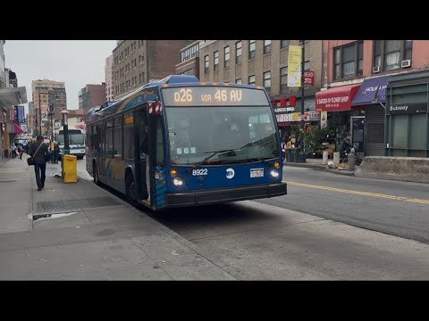 MTA #8922 full ride on the Q26 (Last few weeks of old Q26 + start up).