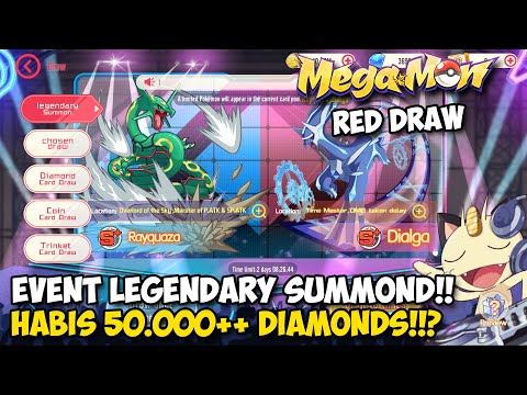 Gacha 50.000 Diamonds Red Draw Rayquaza Dan Dialga!!? F2P Gas Gacha Pokemon S+!! Megamon