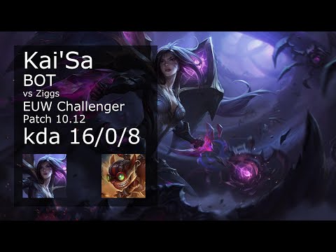 Kai'Sa ADC & Pyke vs Ziggs & Bard - EUW Challenger 16/0/8 Patch 10.12 Gameplay