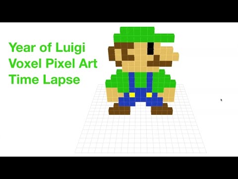 Year of Luigi Voxel Pixel Art Time Lapse