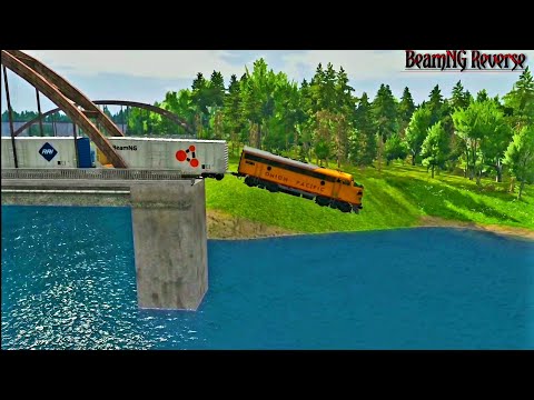 Trains vs Broken Bridge vs Deep Water Crashes Reverse - BeamNG Drive