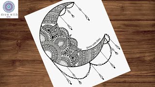 Moon Mandala art | Mandala Art | Step by Step | Simple Mandala Art | Mandala art for Beginners