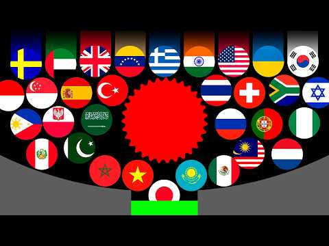 ALL COUNTRIES Marble Race Tournament! Countryballs Marbles in Algodoo - Who will be the Champion?